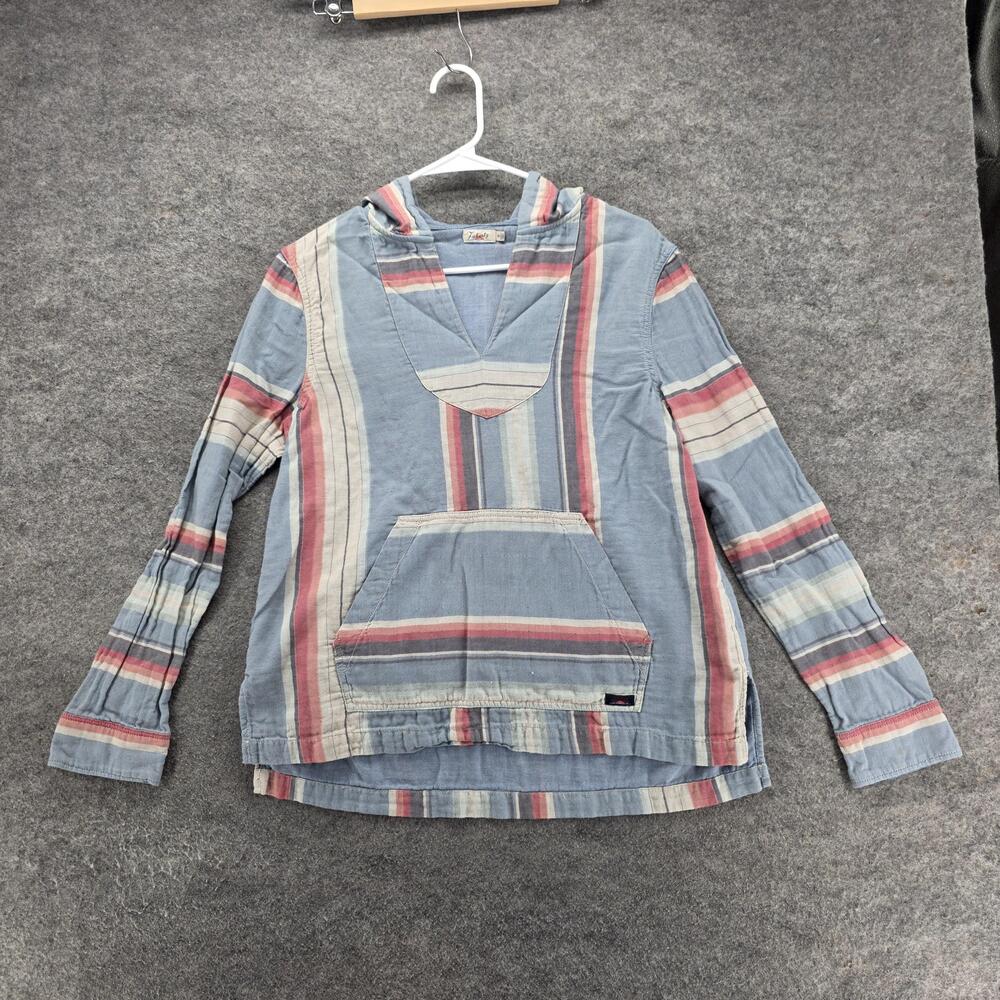 Faherty Hoodie Mens Medium Blue Lightweight Pullover V Neck Kangaroo Pocket
